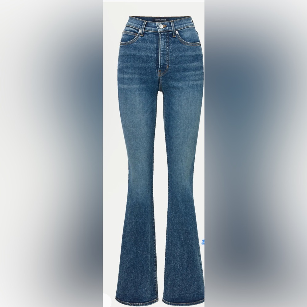 Veronica Beard Mid Blue Denim Wide-Leg Jeans